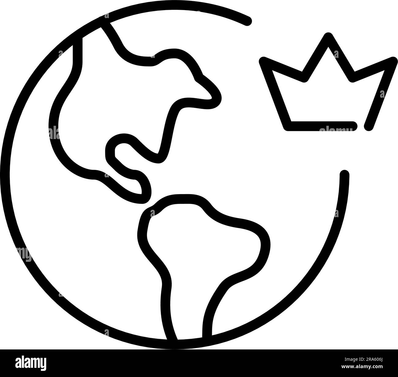 International premium service. Earth globe and crown. Pixel perfect, editable stroke Stock Vector