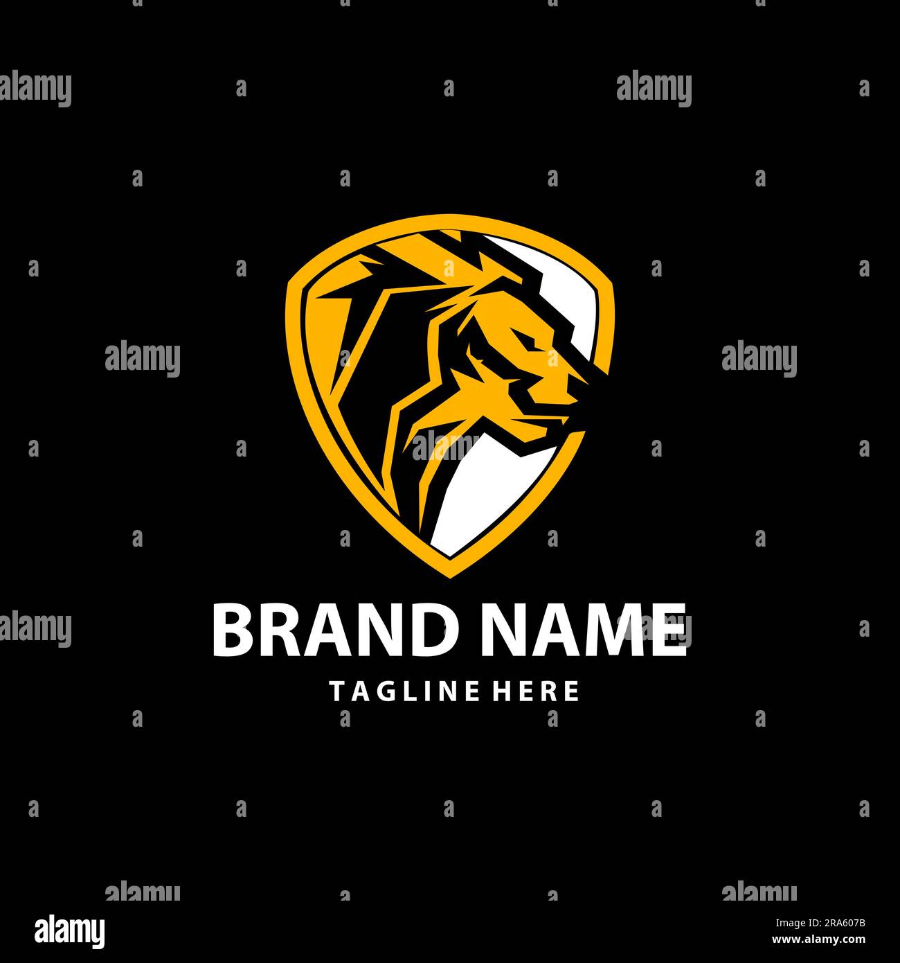 shield lion technology logo design Stock Vector