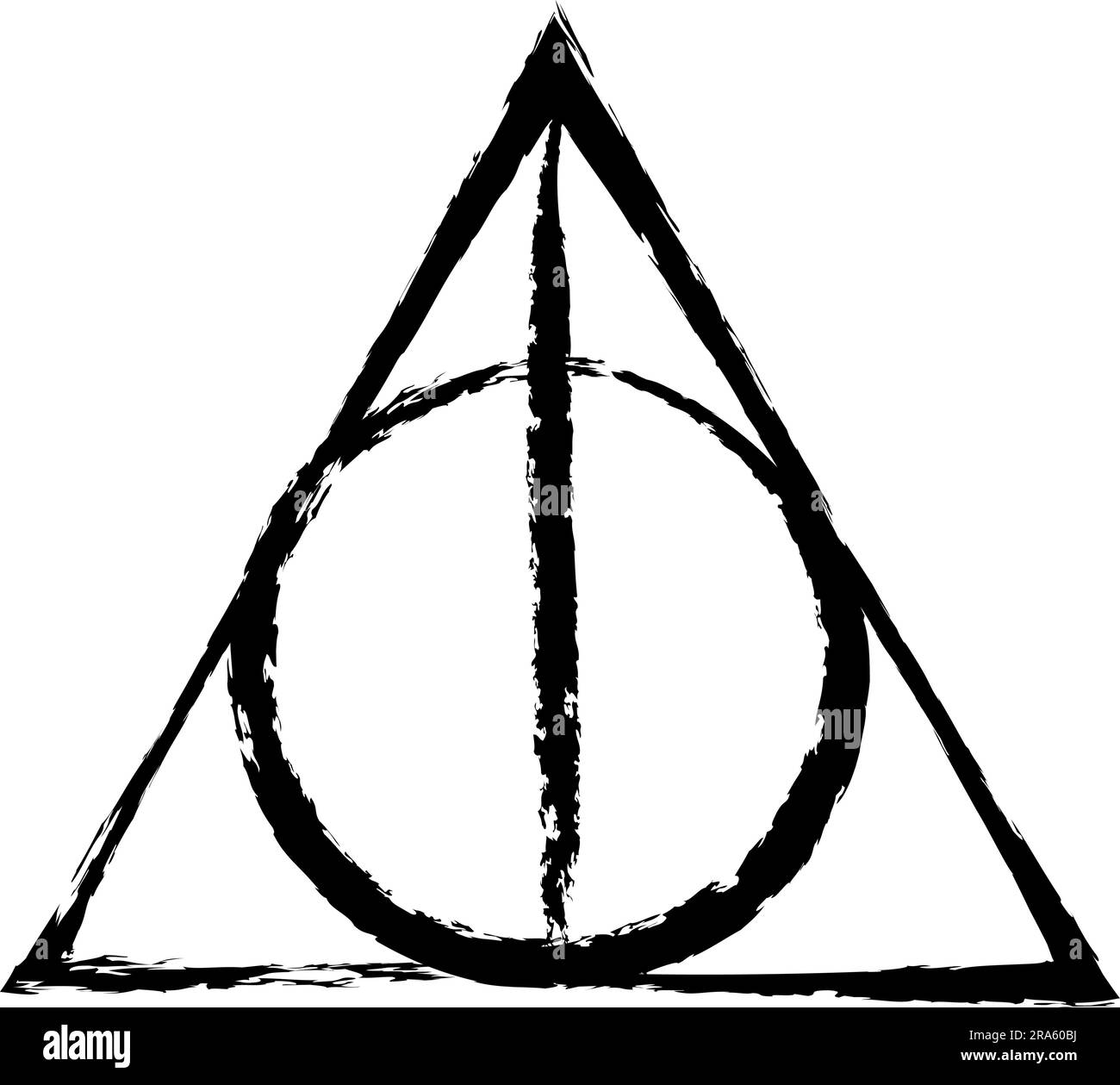 Mystical Artistry: Charcoal Drawing of the Legendary Deathly Hallows Symbol Stock Vector