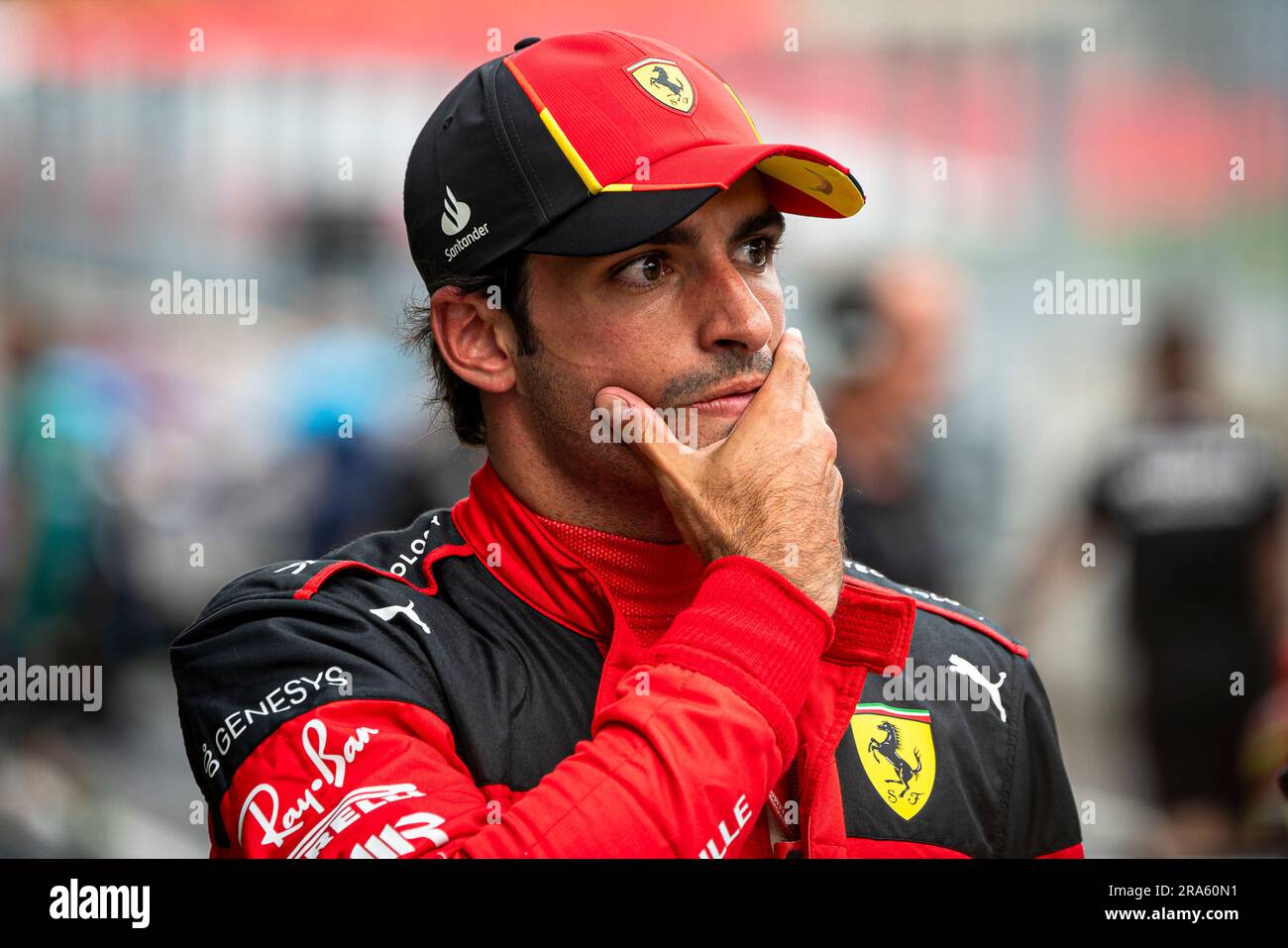 Spielberg, Austria. 30th June, 2023. Scuderia Ferrari's Spanish driver Carlos Sainz seen after the qualifying session during the Austrian F1 Grand Prix at the Red Bull Ring. Due to the new sprint format Grand Prix weekend, drivers had only one free practice and qualifying session already on Friday afternoon. Red Bull Racing's Dutch driver Max Verstappen took the pole position for Sunday's Grand Prix race, followed by Ferrari's Monegasque driver Charles Leclerc and Spanish driver Carlos Sainz. Credit: SOPA Images Limited/Alamy Live News Stock Photo
