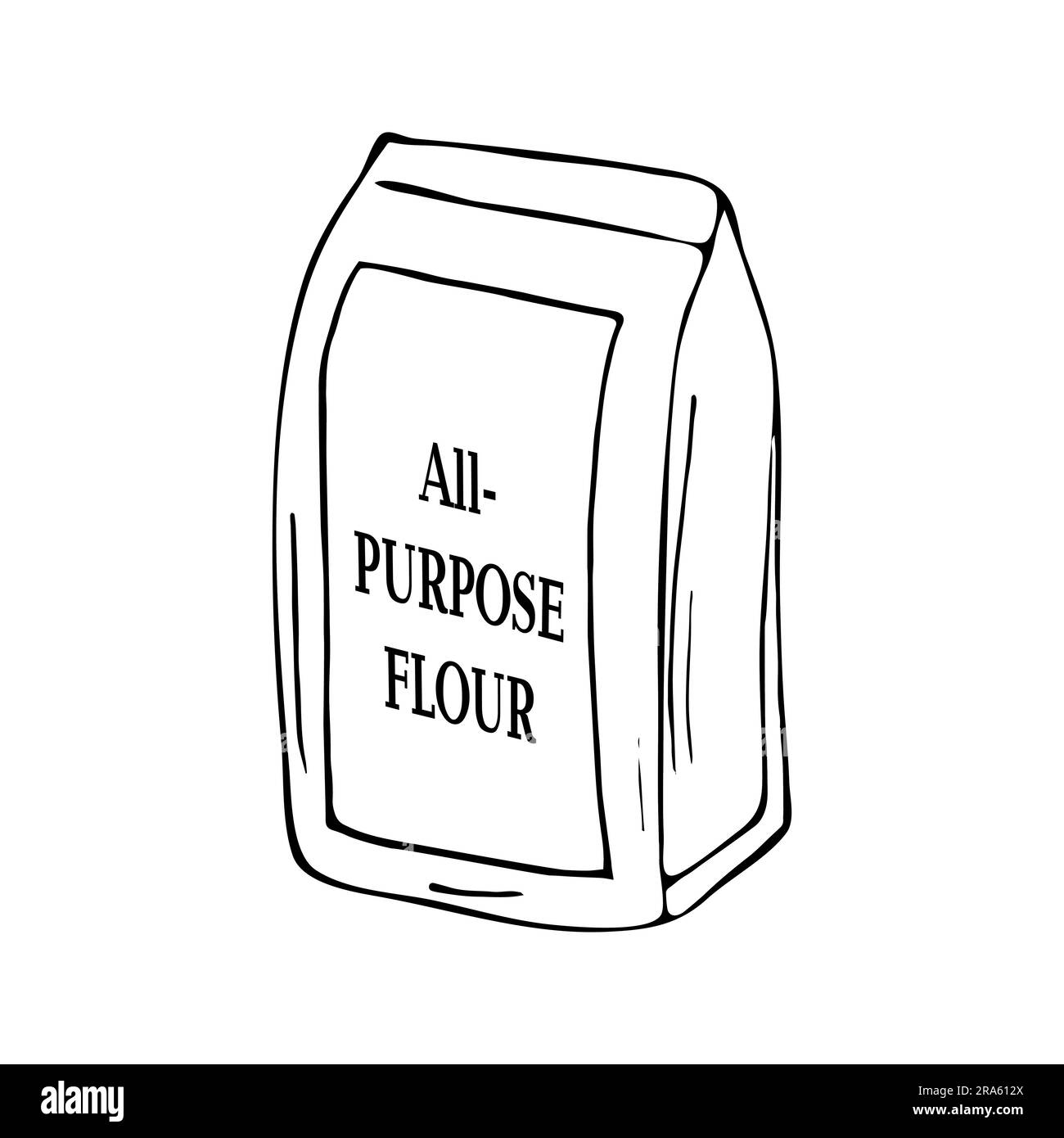 Allpurpose flour pack. Handdrawn pack of flour, isolated vector