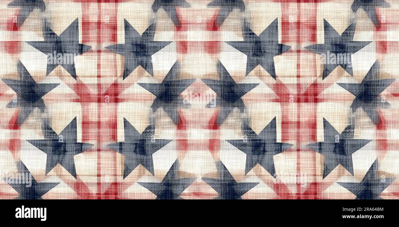 Rustic americana seamless border in traditional red, white and blue ...