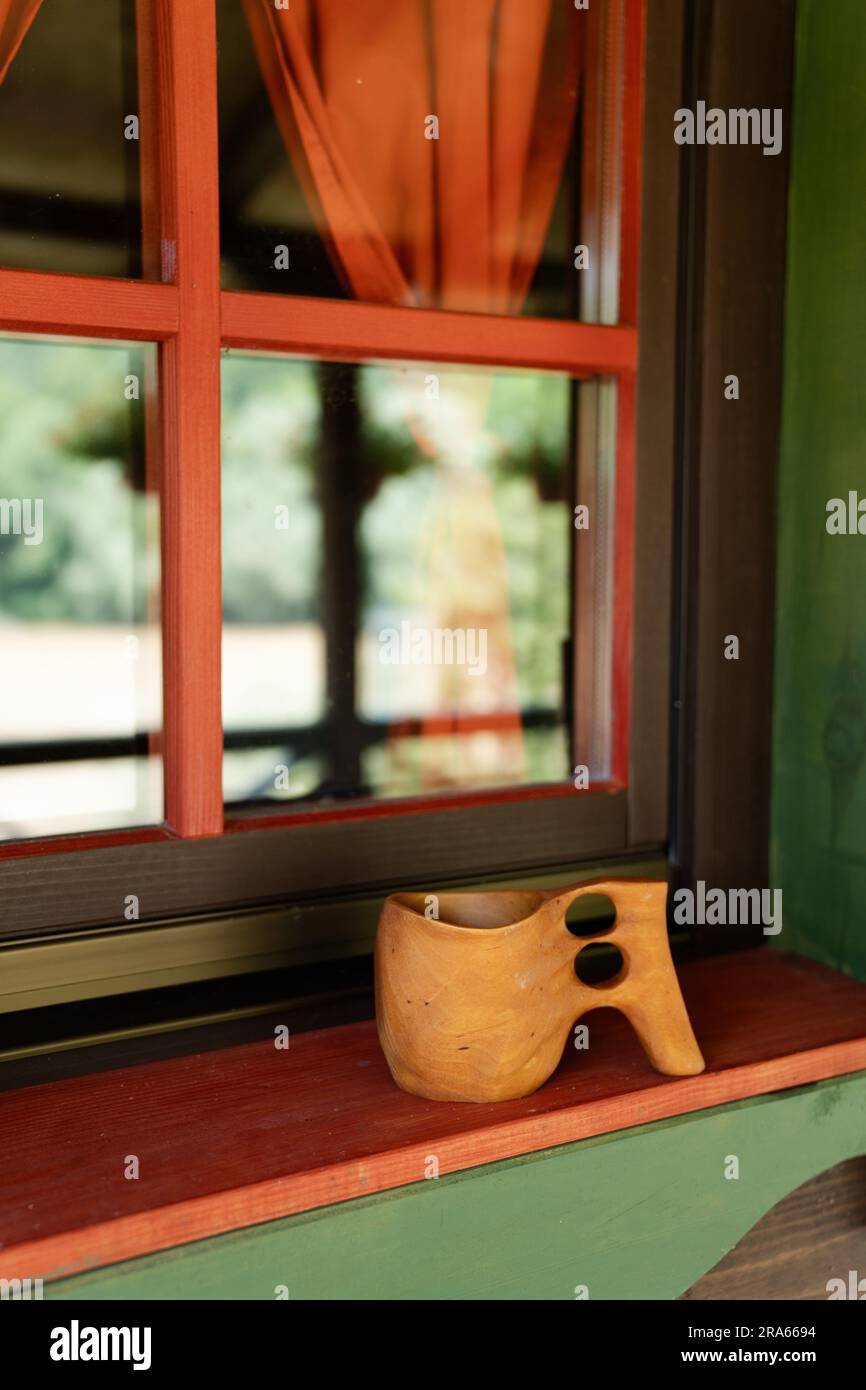 Traditional Finnish wooden mug kuksa Stock Photo