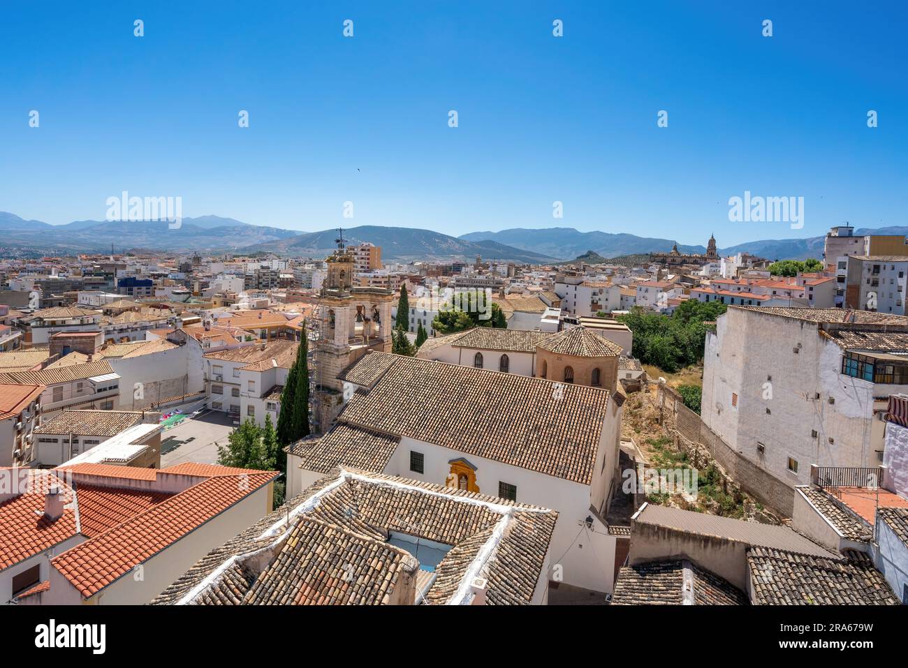 Aerial view of Jaen with Church of Saint Andrew and Holy Chapel - Jaen, Spain Stock Photo