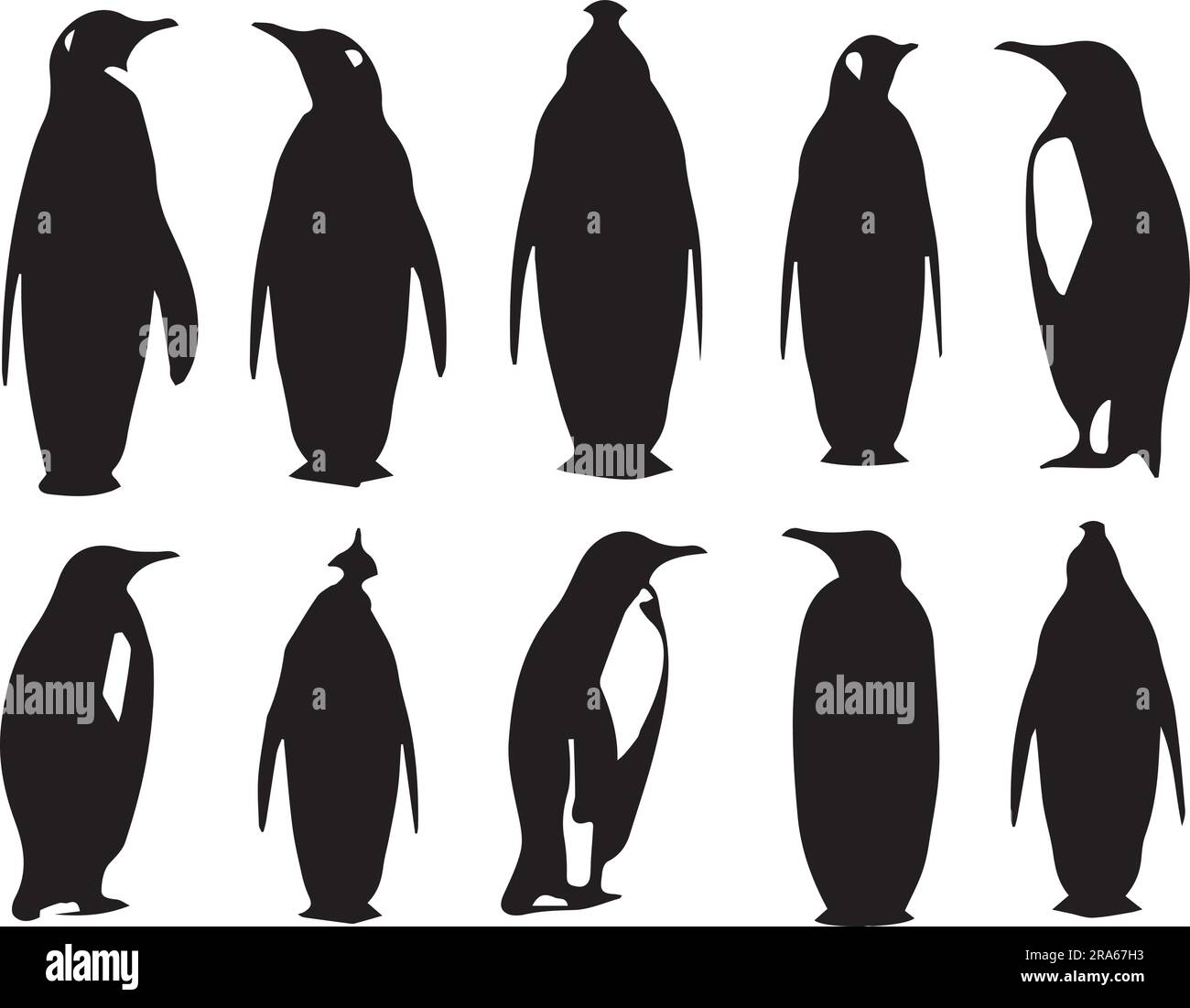 A set of silhouette penguin vector illustration Stock Vector