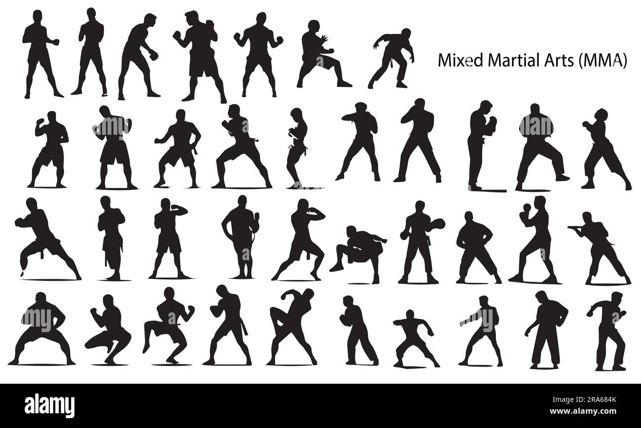 A set of Mixed Martial Arts playing people vector illustration Stock Vector