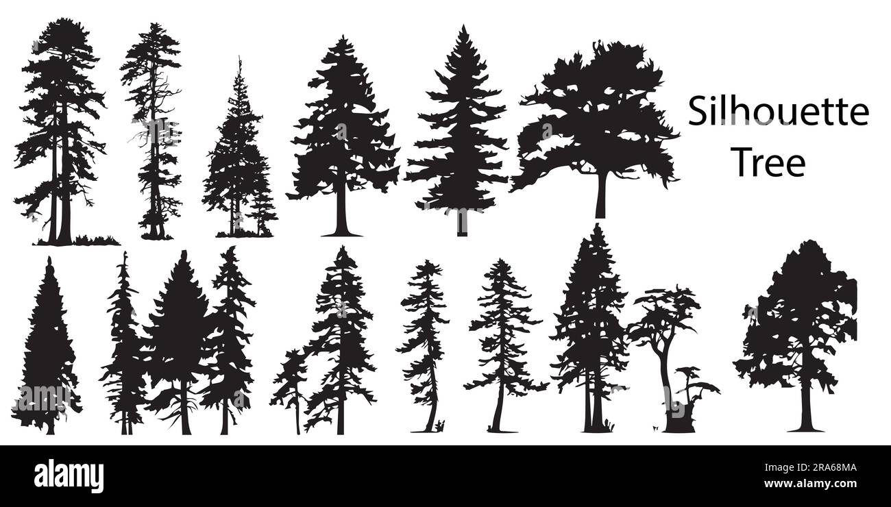 A set of silhouette Tree vector illustration. Tree Collection. Tree Vector. Stock Vector
