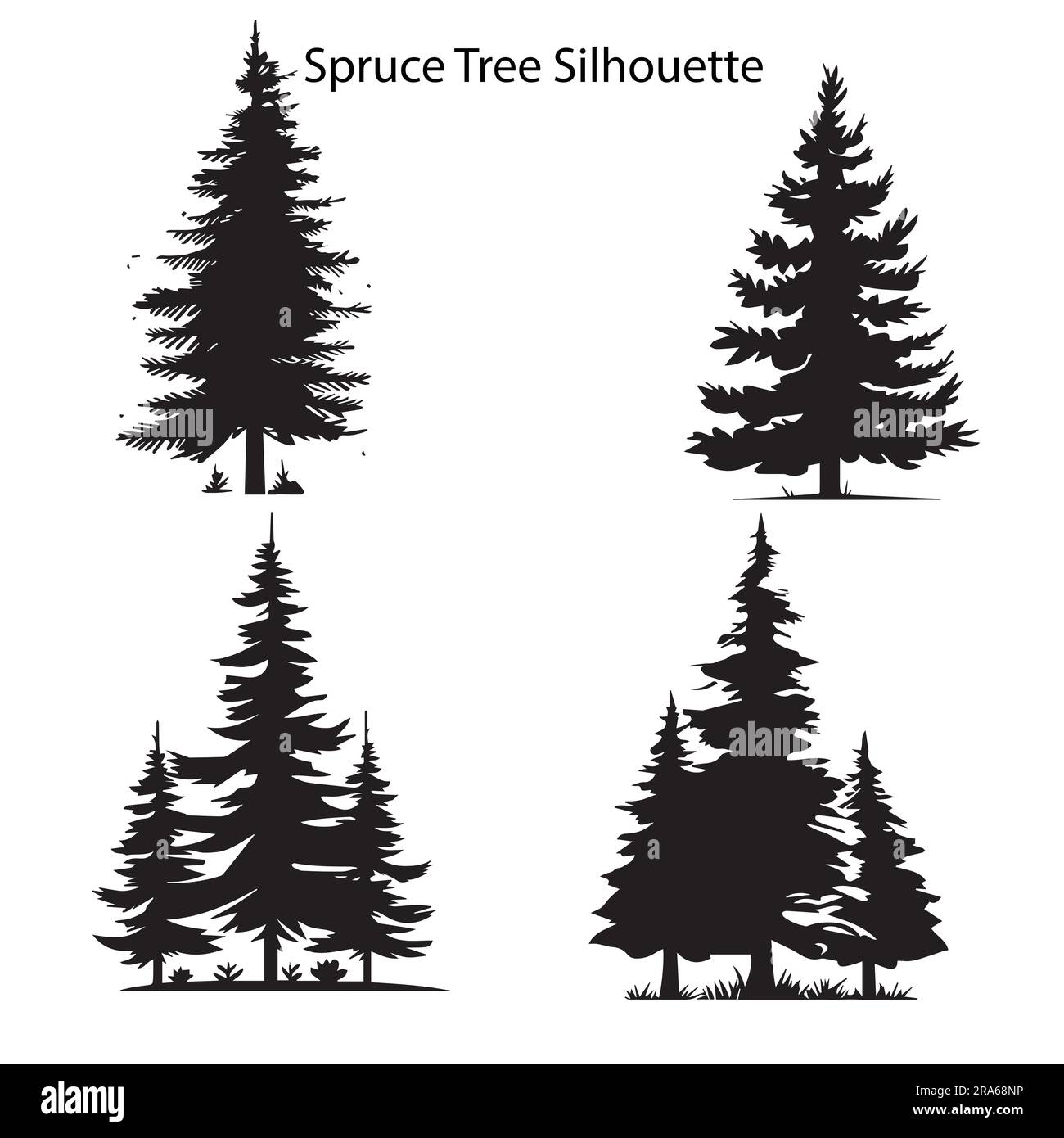 A set of silhouette Tree Vector Illustration Stock Vector