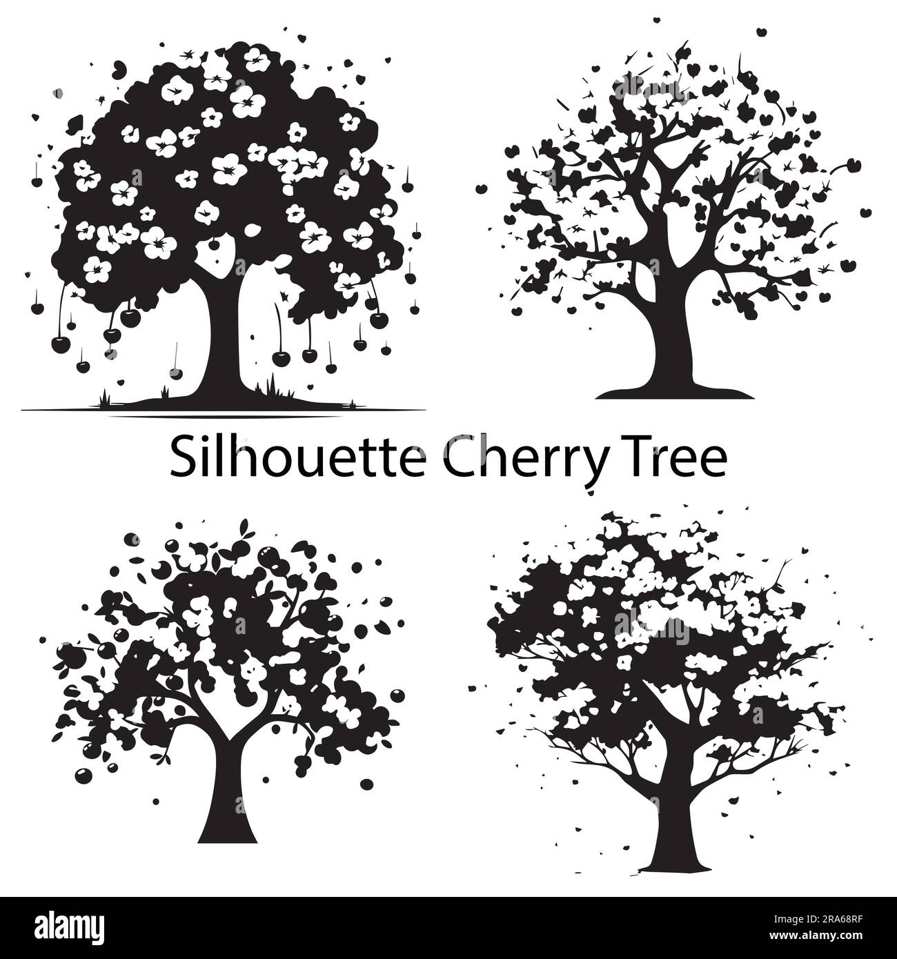 A set of silhouette Maple tree vector illustration Stock Vector