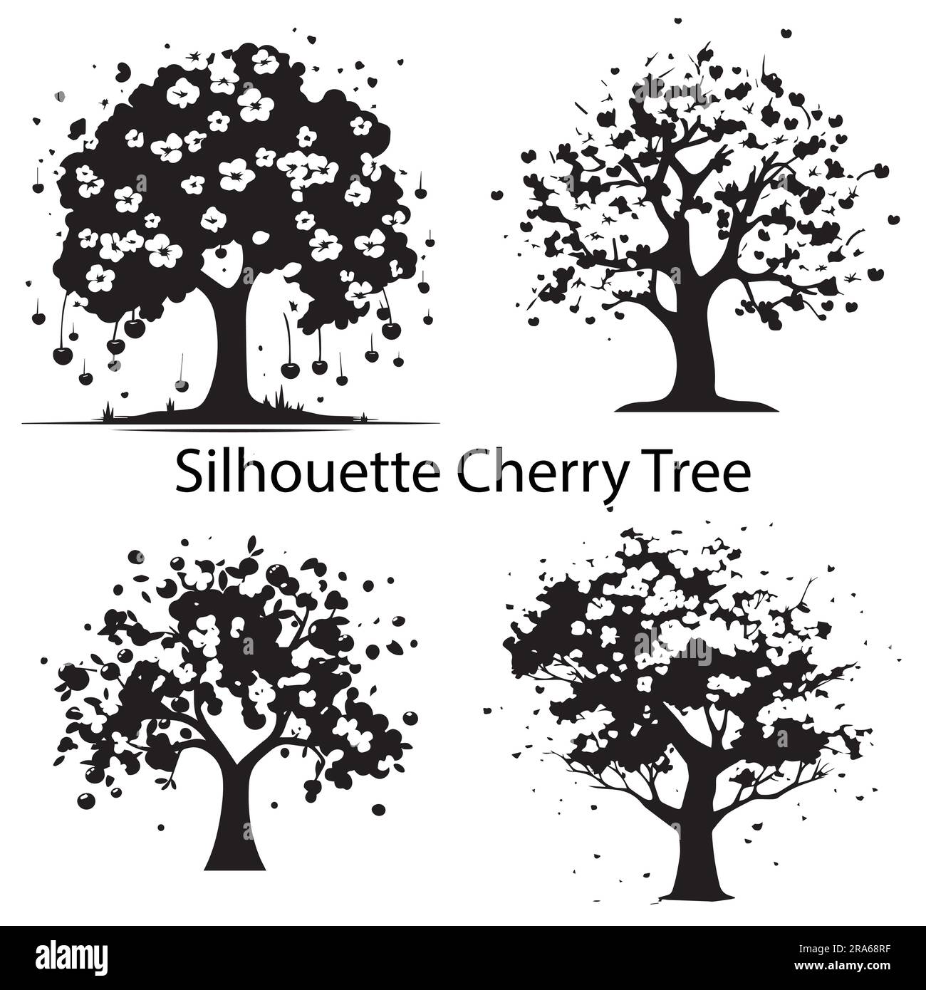 A set of silhouette Maple tree vector illustration Stock Vector Image ...