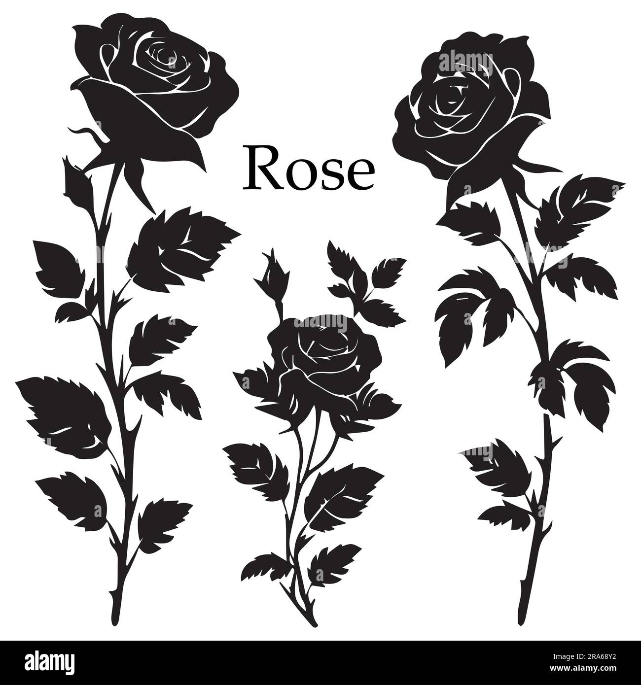 A set of silhouette rose vector illustration Stock Vector
