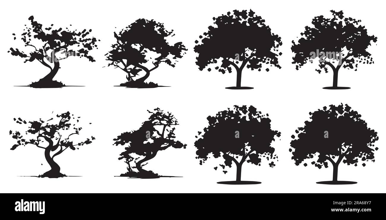 A set of silhouette died tree vector illustration Stock Vector