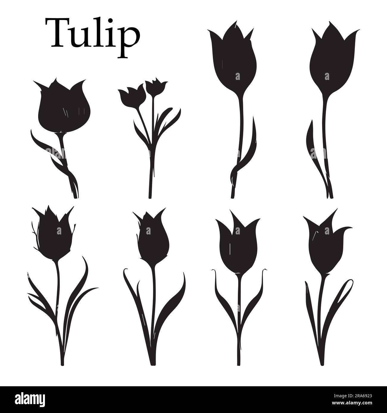 A set of silhouette tulip flower vector illustration Stock Vector