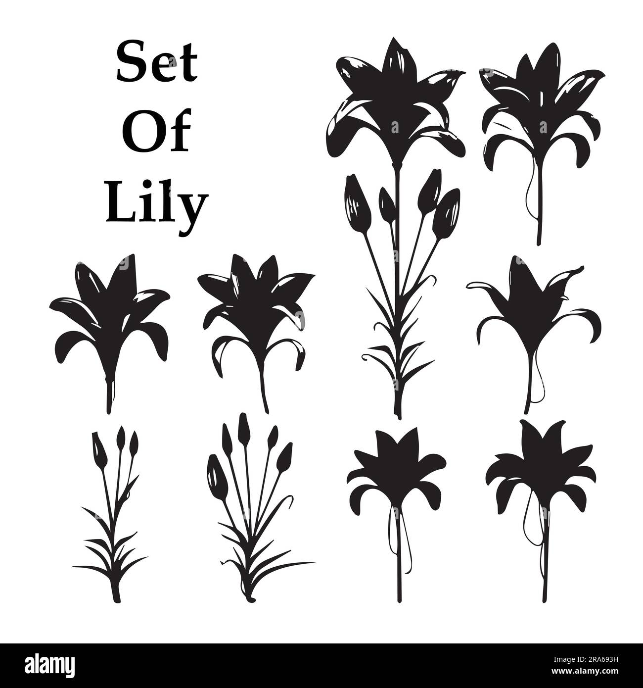 A set of peony silhouette vector illustration Stock Vector