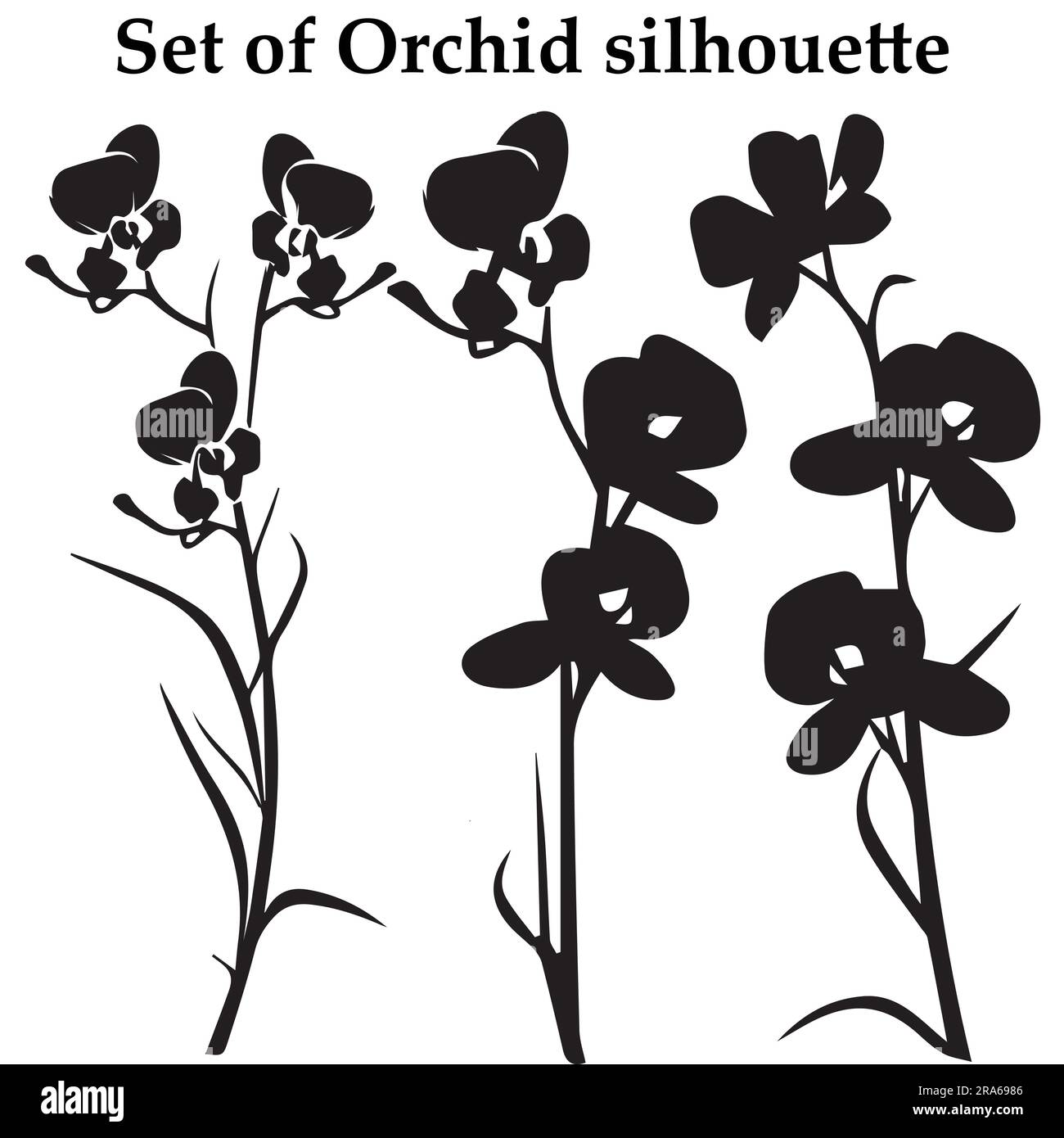 A set of silhouette Orchid flower vector illustration Stock Vector