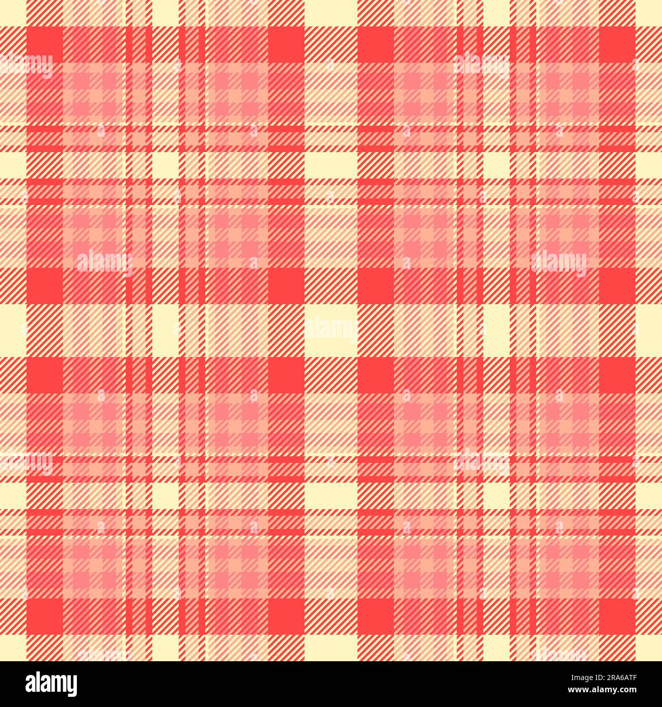 Seamless background vector of texture plaid tartan with a pattern check fabric textile in red and orange colors. Stock Vector