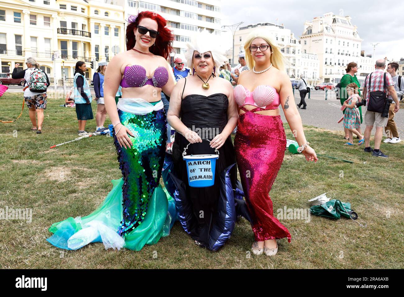 City of Brighton & Hove Seafront, East Sussex, UK. March of The Mermaids marine environmental campaign group teaming up with  Surfers Against Sewage annual parade along Brighton seafront highlighting marine conservation on the south coast of England. 1st July 2023 Credit: David Smith/Alamy Live News Stock Photo