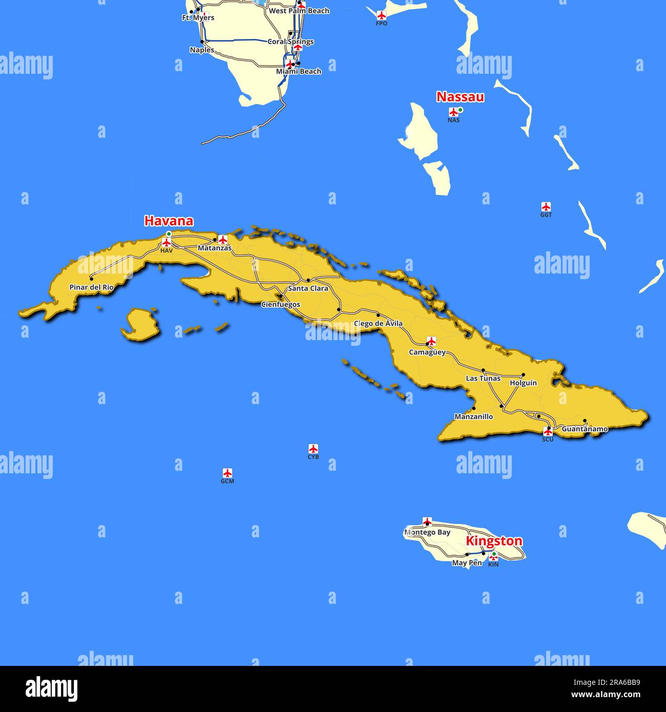Highly detailed map of Cuba showcasing the main roads and highways ...