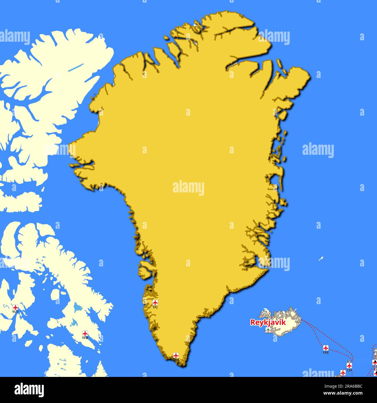 Highly detailed map of Greenland showcasing the main roads and highways