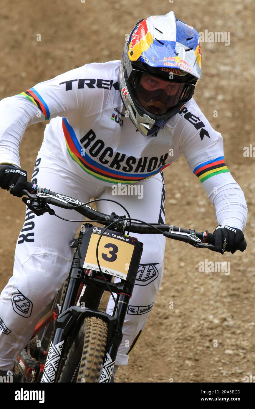 1st July 2023, Daolasa di Commezzadura, Val di Sole, Trentino, Italy; UCI Mountain Bike World Cup; Downhill Race, Valentina Holl (AUT) Credit: Action Plus Sports Images/Alamy Live News Stock Photo