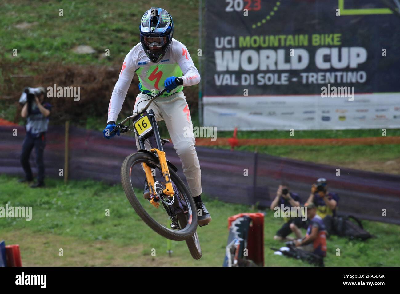 1st July 2023, Daolasa di Commezzadura, Val di Sole, Trentino, Italy; UCI Mountain Bike World Cup; Downhill Race, Jordan Williams (GBR) Credit: Action Plus Sports Images/Alamy Live News Stock Photo