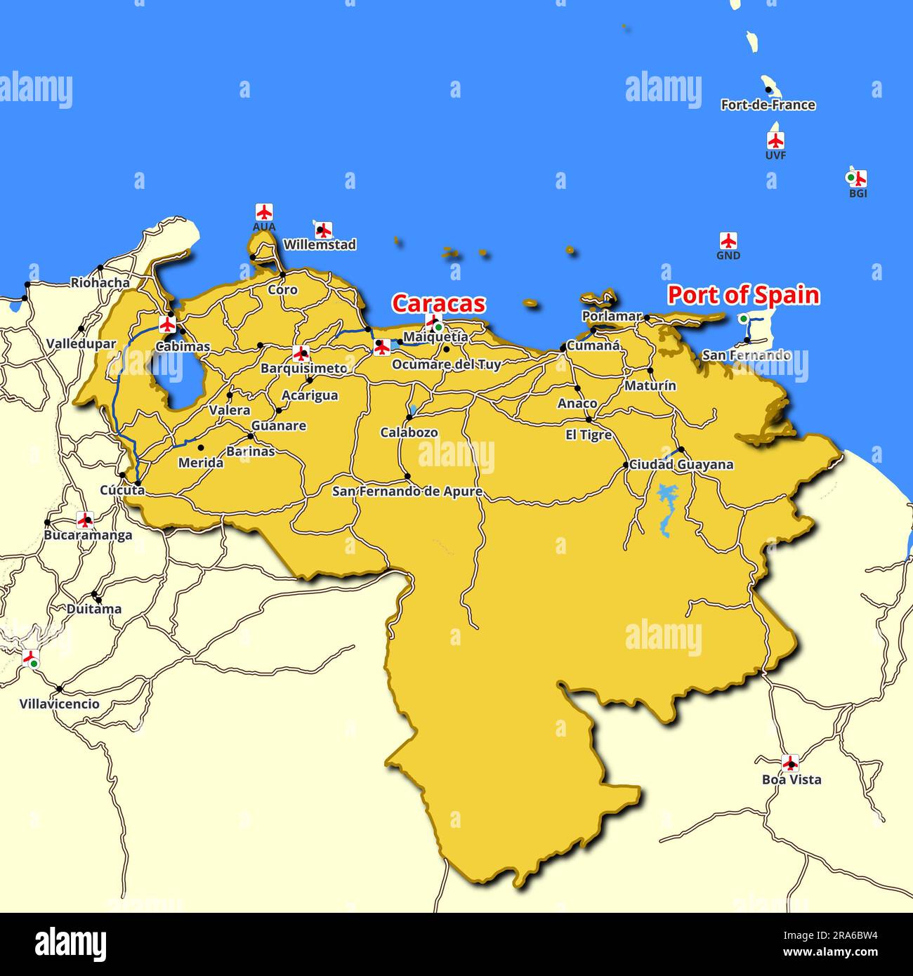 Detailed Map Of Venezuela Featuring The Major Roads And Highways Detailed Map Of Venezuela Featuring The Major Roads And Highways Spanning Across The State 2RA6BW4 