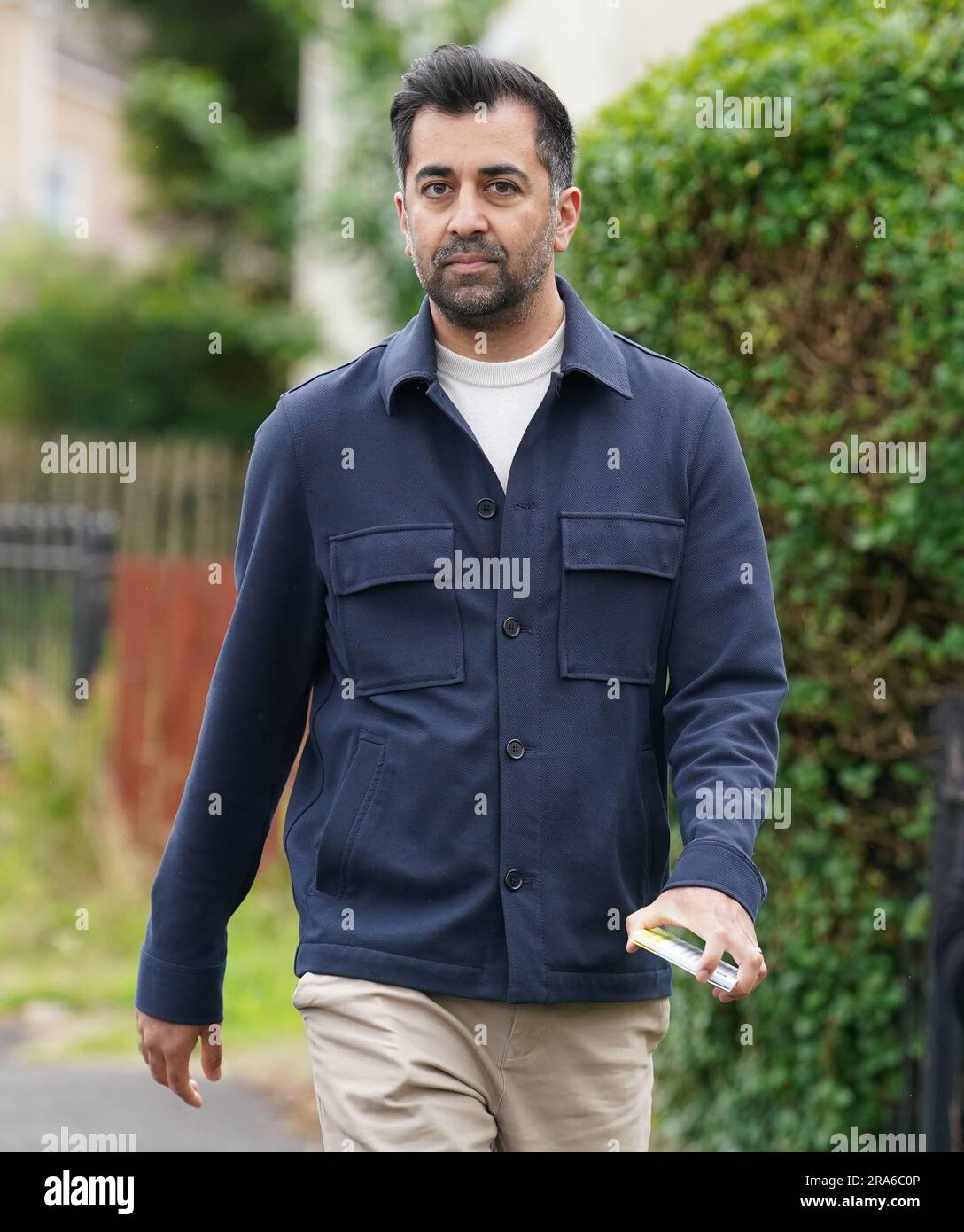 First Minister Humza Yousaf whilst handing out leaflets with SNP