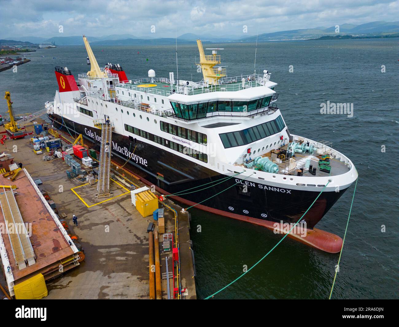 Port Glasgow, 1st July 2023. Latest views of the MV Glen Sannox