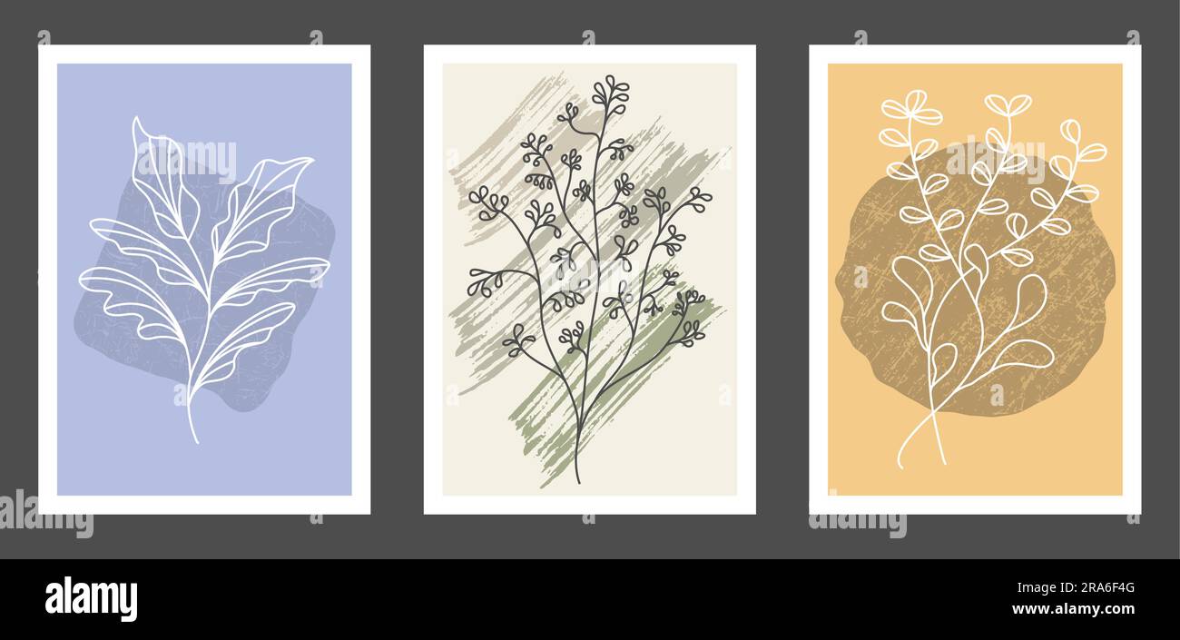 A set of hand-drawn paintings for interior design of premises ...