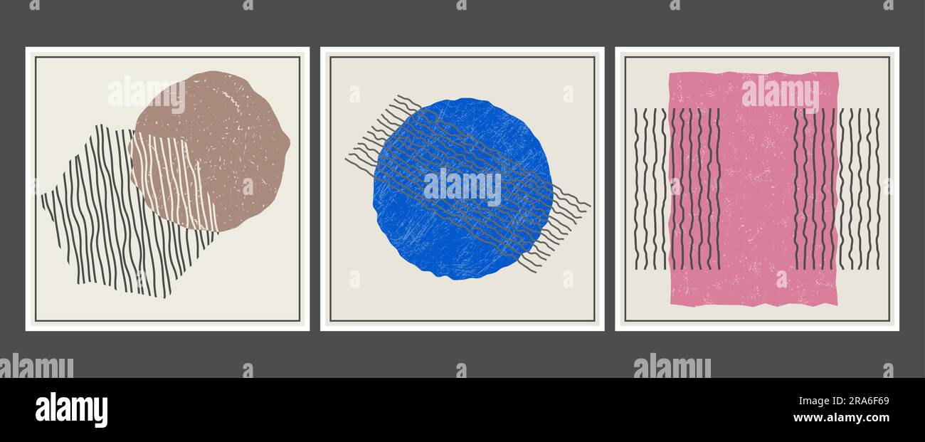 The composition of distorted geometric shapes. A collection of posters ...