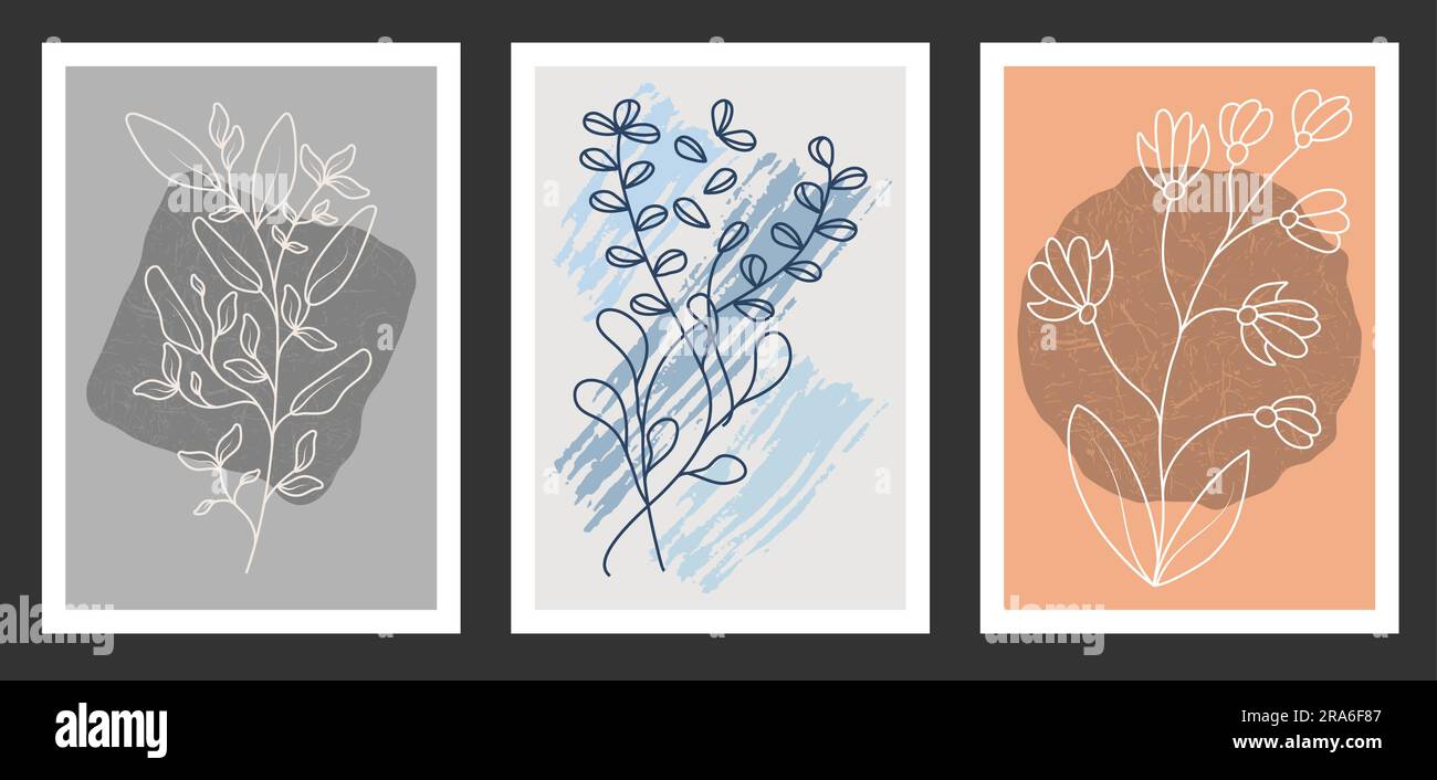 A set of hand-drawn paintings for interior design of premises ...