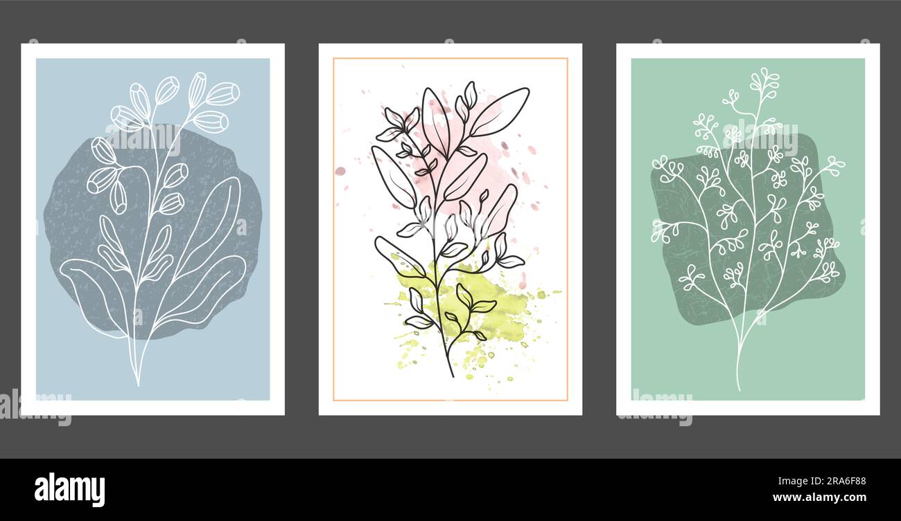 A set of hand-drawn paintings for interior design of premises ...