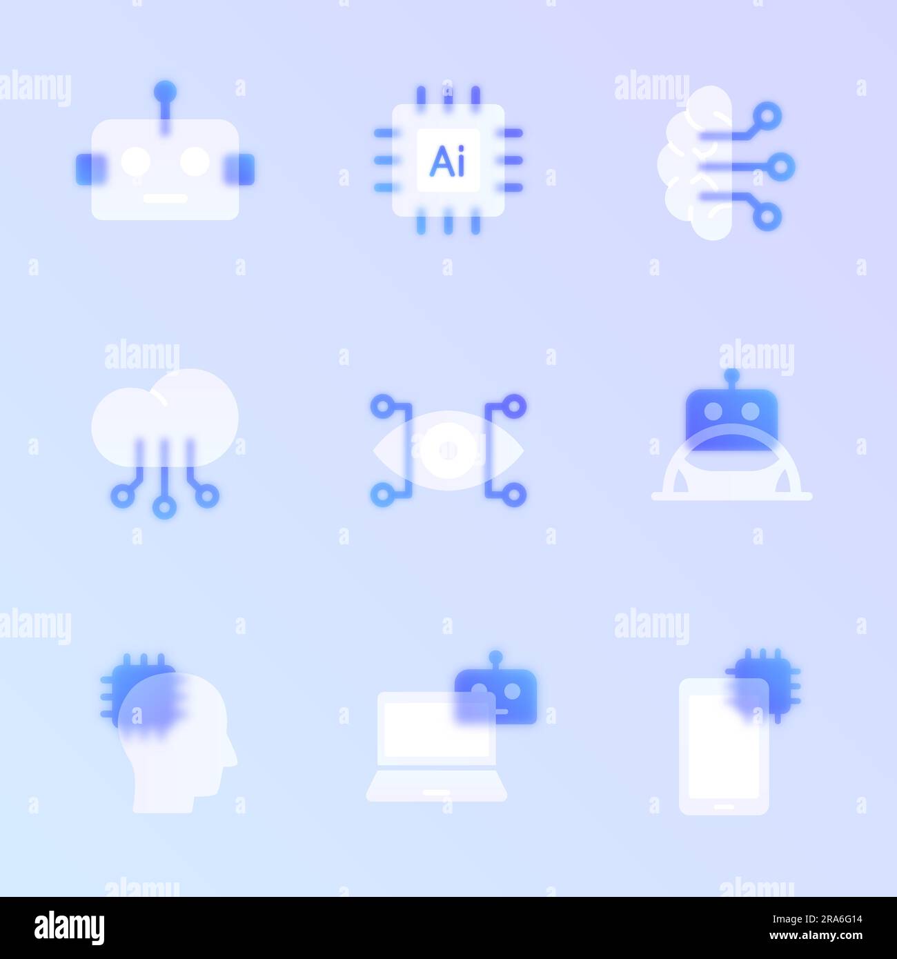 artificial intellegence glass morphism trendy style icon Stock Vector