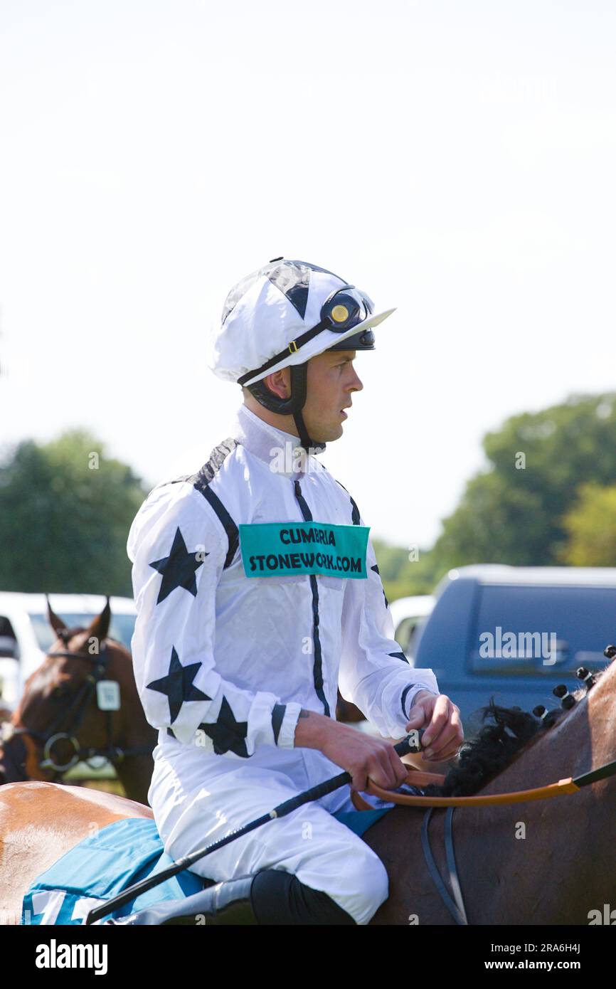 Jockey Clifford Lee on Bazball at York Races. Stock Photo