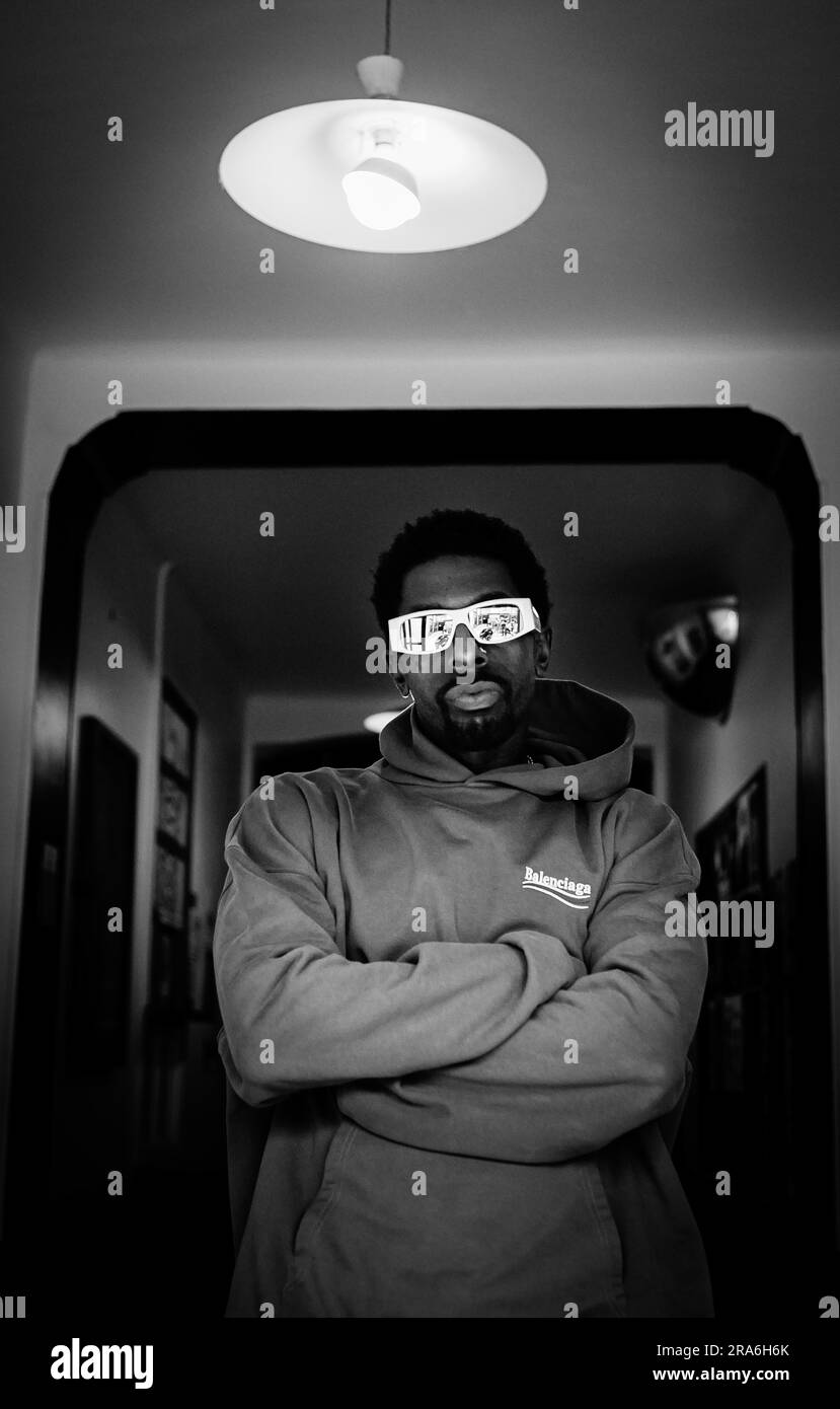 France, Paris, June 29, 2023. American rap singer Meechy Darko poses