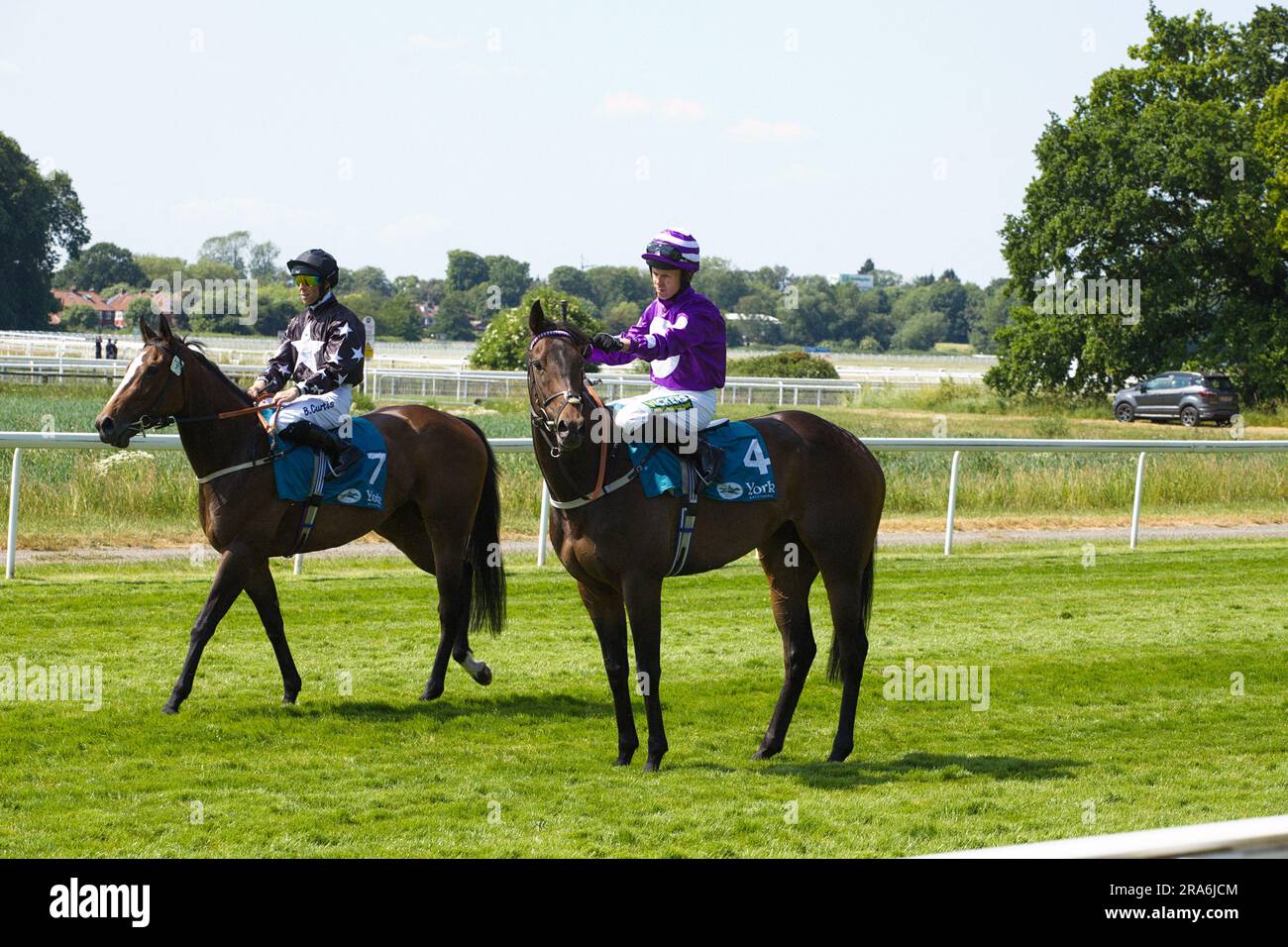 Left to Right: Jockeys Ben Curtis and Graham Lee at York Races, Stock Photo