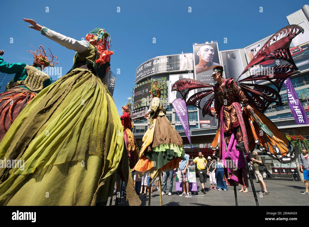 Toronto, Ontario / Canada - Aug 24, 2014: Performers on stilts in a street festival Stock Photo