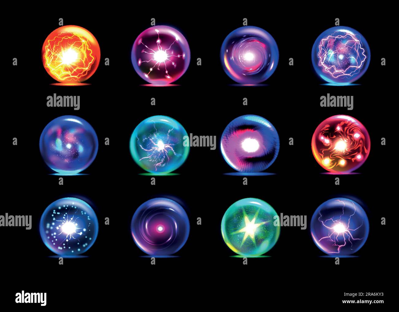 Magic balls. Colorful orb, fantasy crystal sphere, magician energy flame in  glass round globe. Glowing energy spheres different colors. Realistic icon  Stock Vector Image & Art - Alamy