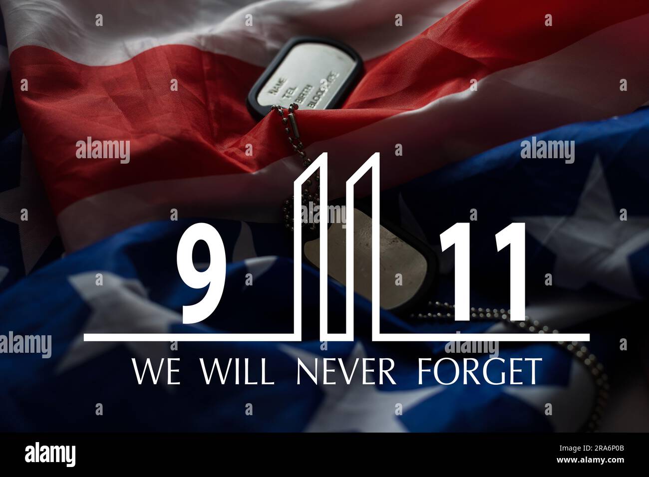 Patriot day 9 11 never forget social media graphics Stock Photo - Alamy