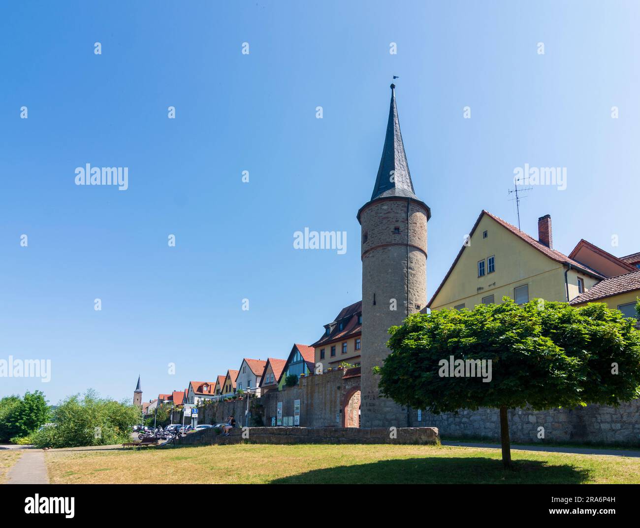 Karlstadt: tower of city wall Maintor in Unterfranken, Lower Franconia, Bayern, Bavaria, Germany Stock Photo