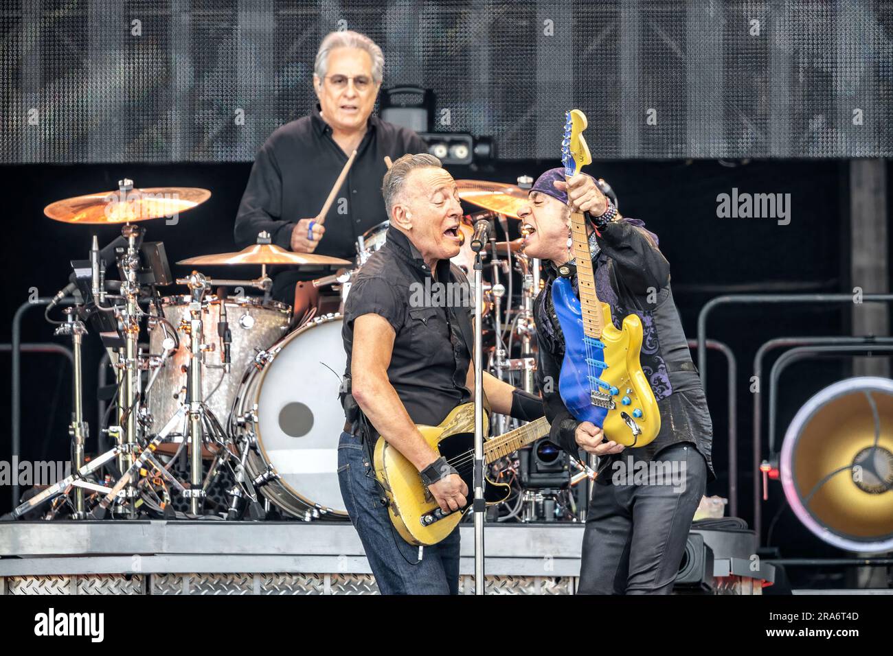 Oslo, Norway. 30th June, 2023. The American singer, songwriter and musician Bruce Springsteen performs a live concert with The E Street Band at Voldslokka in Oslo. Here Springsteen is seen live on stage with guitarist Steven Van Zandt (R). (Photo Credit: Gonzales Photo/Alamy Live News Stock Photo
