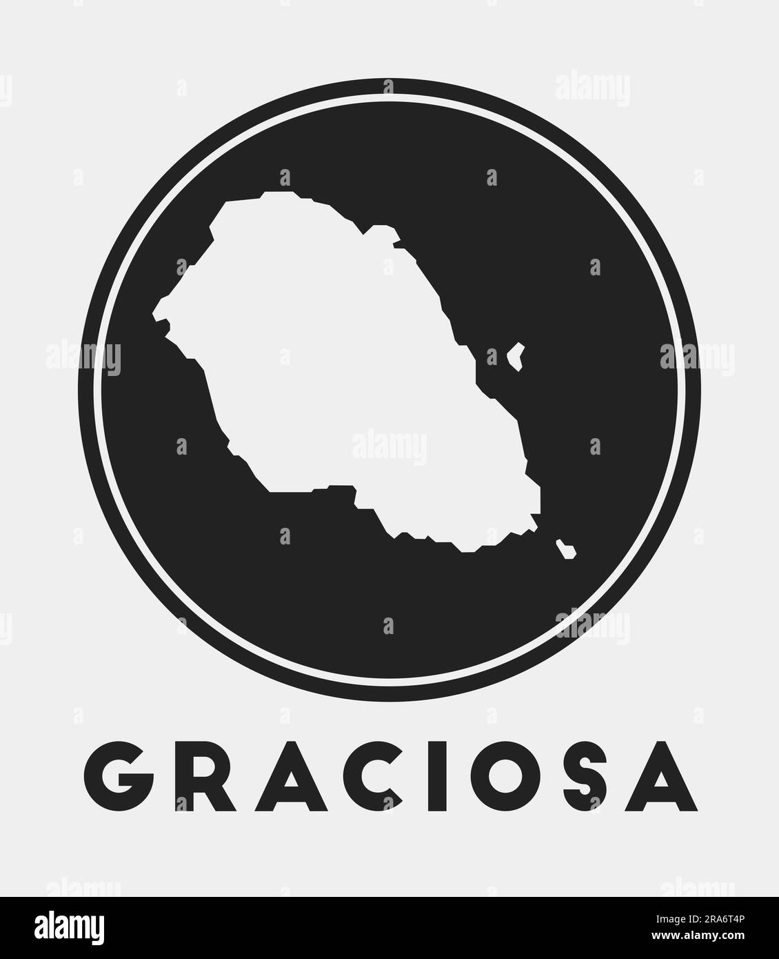 Graciosa icon. Round logo with island map and title. Stylish Graciosa