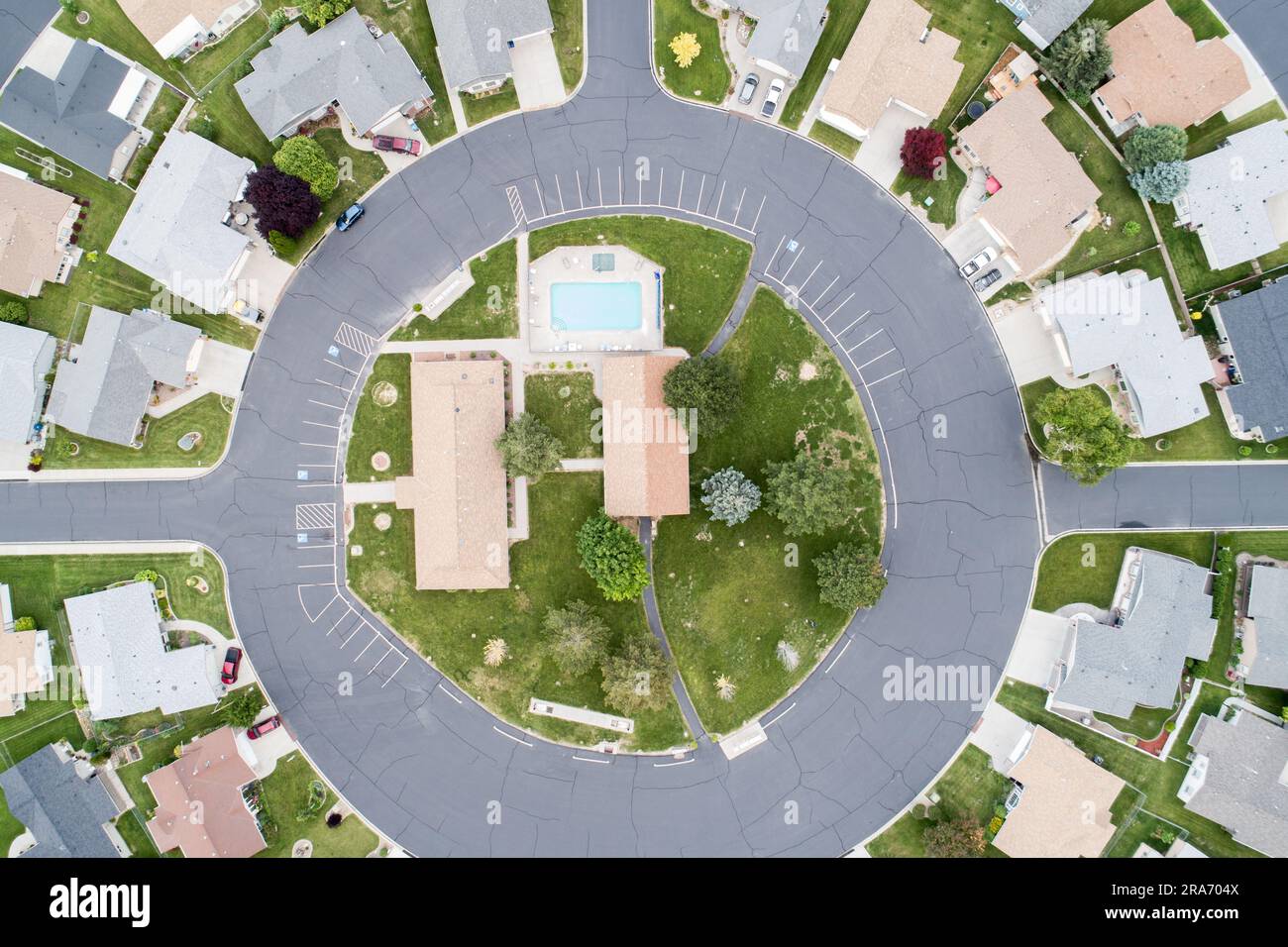 aerial view of houses and a street Stock Photo Alamy