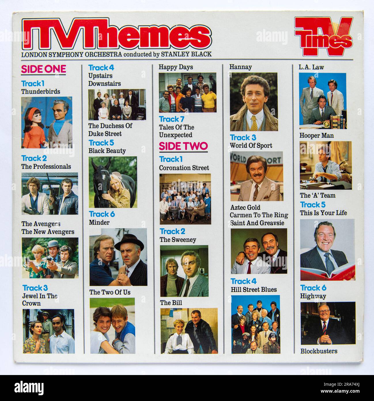 LP cover of the ITV Themes television theme tunes album Stock Photo