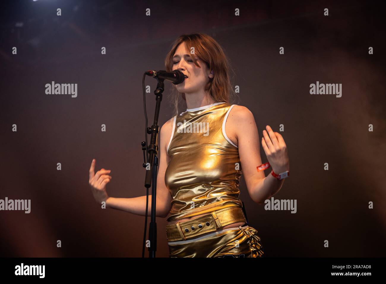 Roskilde, Denmark. 30th June, 2023. The English duo Jockstrap performs