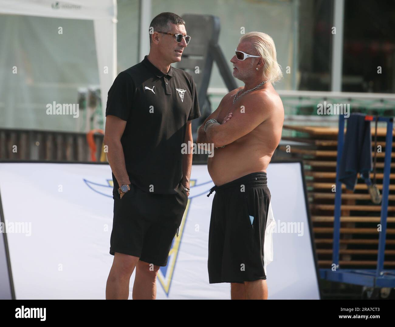 Franck Esposito and Philippe Lucas during the French Elite Swimming Championships on June 15, 2023 in Rennes, France - Photo Laurent Lairys / DPPI Stock Photo