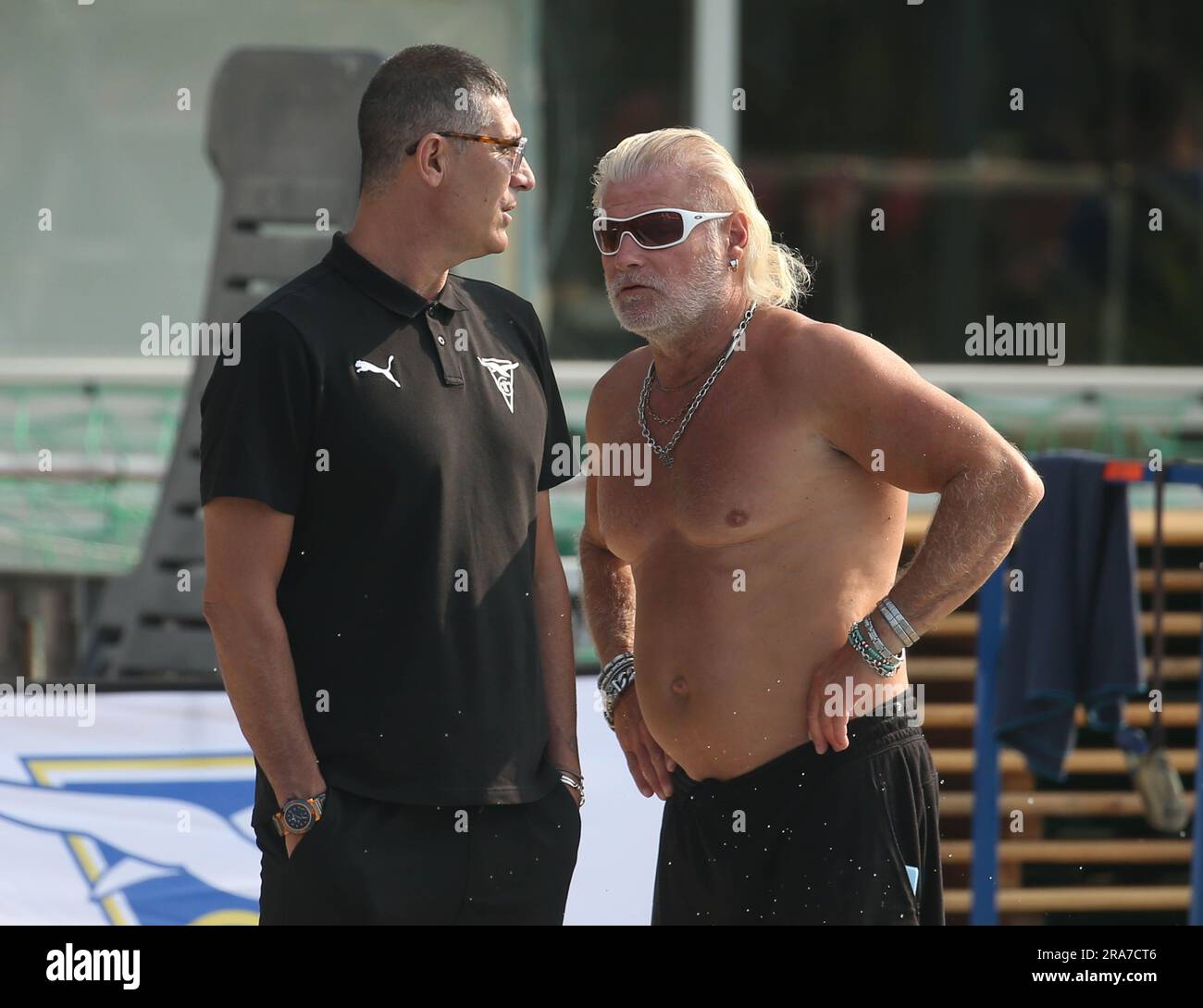 Franck Esposito and Philippe Lucas during the French Elite Swimming Championships on June 15, 2023 in Rennes, France - Photo Laurent Lairys / DPPI Stock Photo