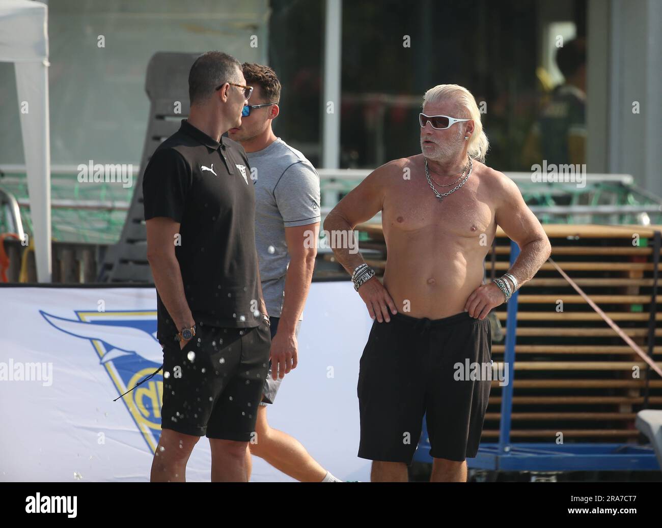 Franck Esposito and Philippe Lucas during the French Elite Swimming Championships on June 15, 2023 in Rennes, France - Photo Laurent Lairys / DPPI Stock Photo