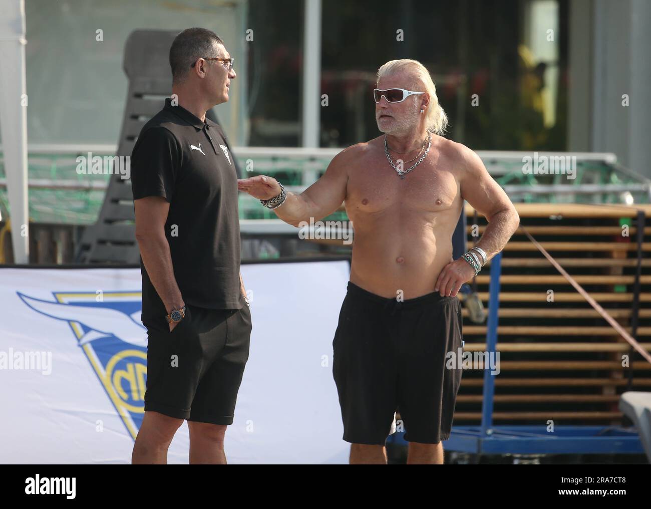 Franck Esposito and Philippe Lucas during the French Elite Swimming Championships on June 15, 2023 in Rennes, France - Photo Laurent Lairys / DPPI Stock Photo