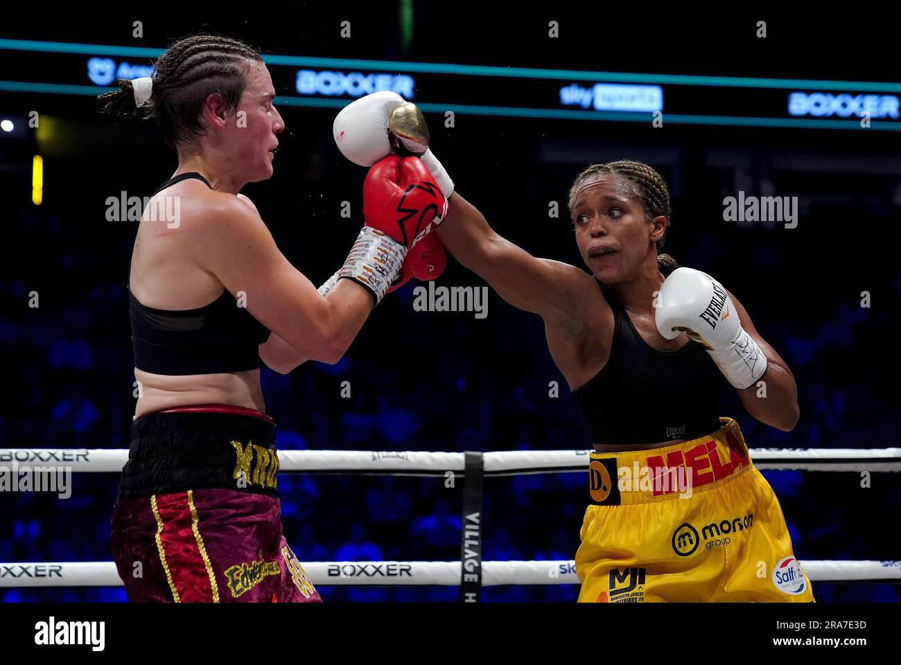 Kandi Wyatt (left) and Natasha Jonas in action during their at the AO Arena, Manchester. Picture date: Saturday July 1, 2023. Stock Photo